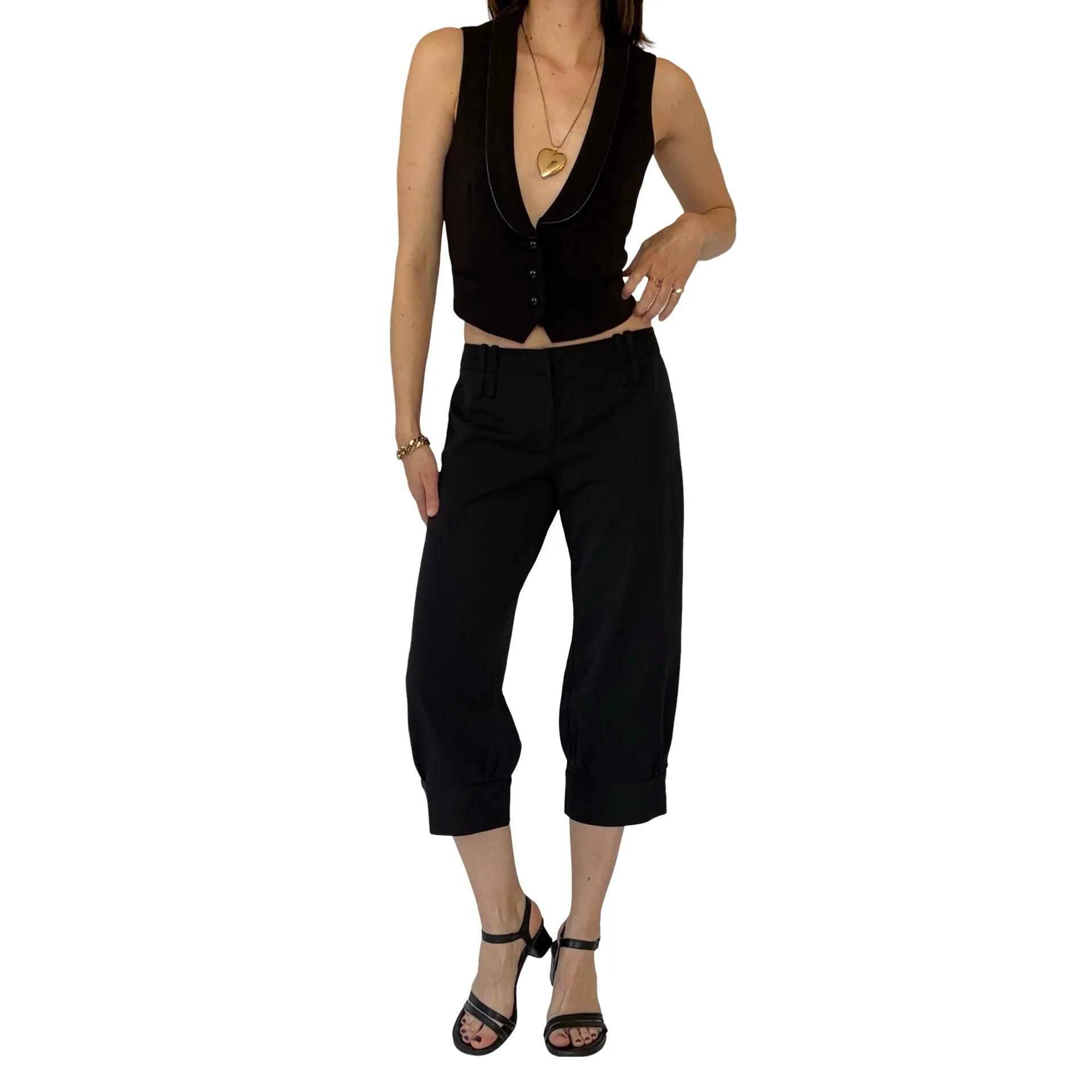 2000s Noir Trouser Capris (XS)