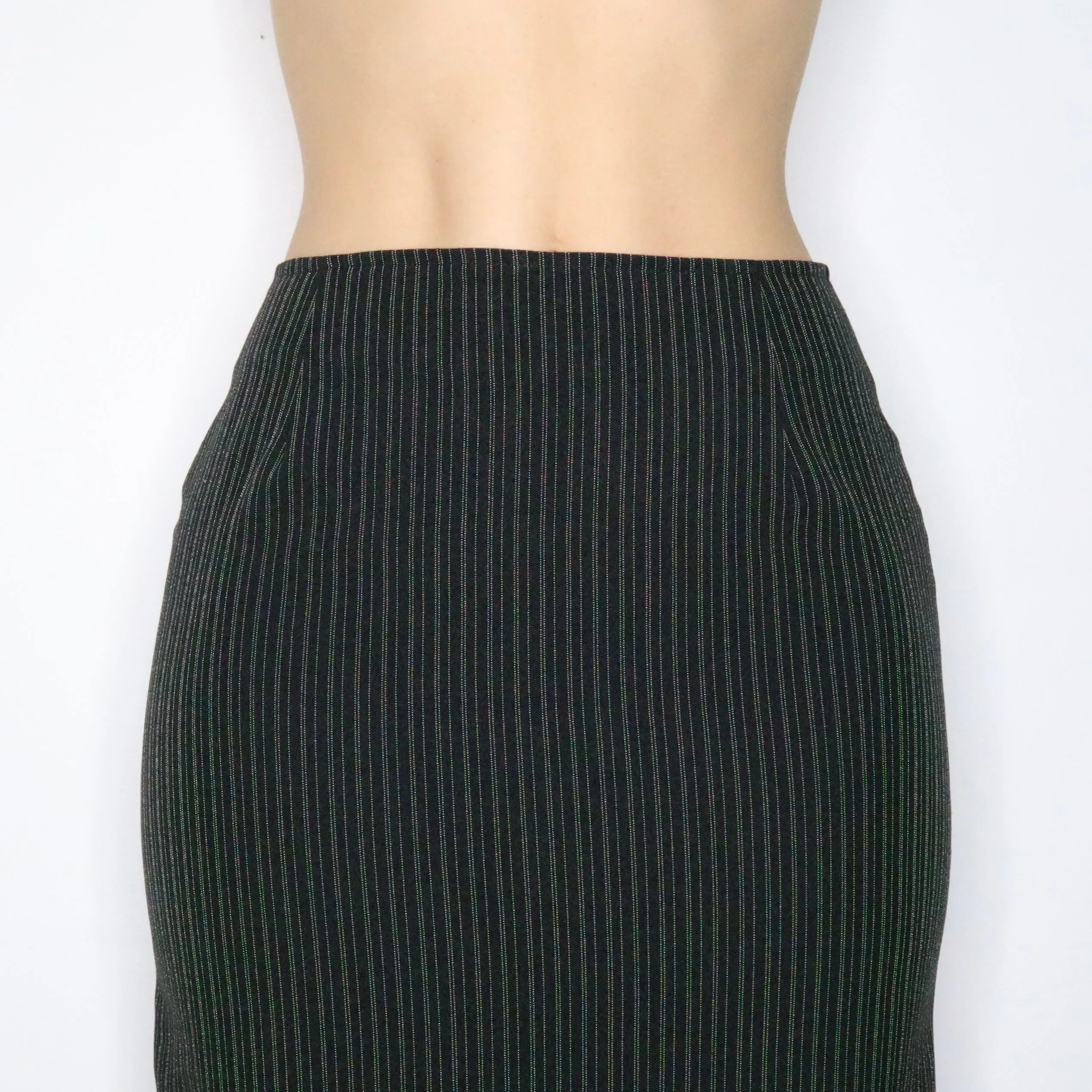 90s Black Pinstripe Maxi Skirt (XS/S)