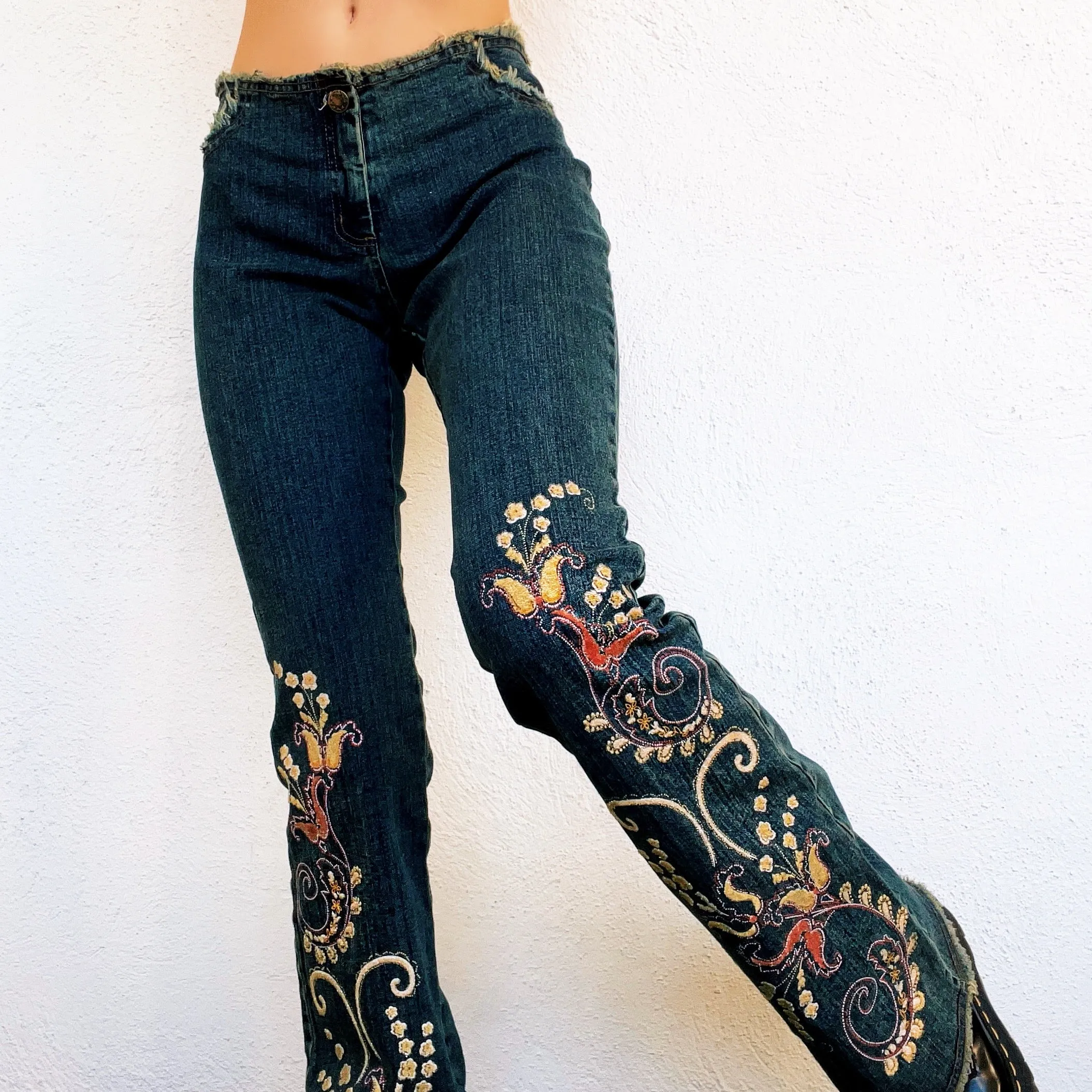 90s Floral Flare Jeans