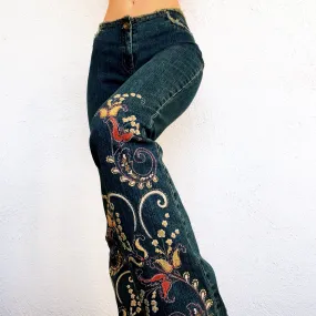 90s Floral Flare Jeans