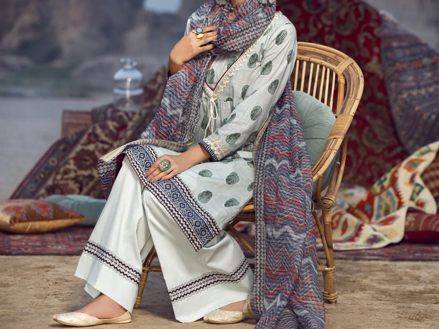 Aqua Cambric 3 Piece Stitched - AWP-3PS-335
