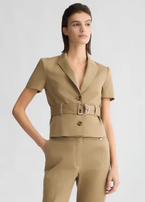 BELTED CROPPED JACKET BEIGE
