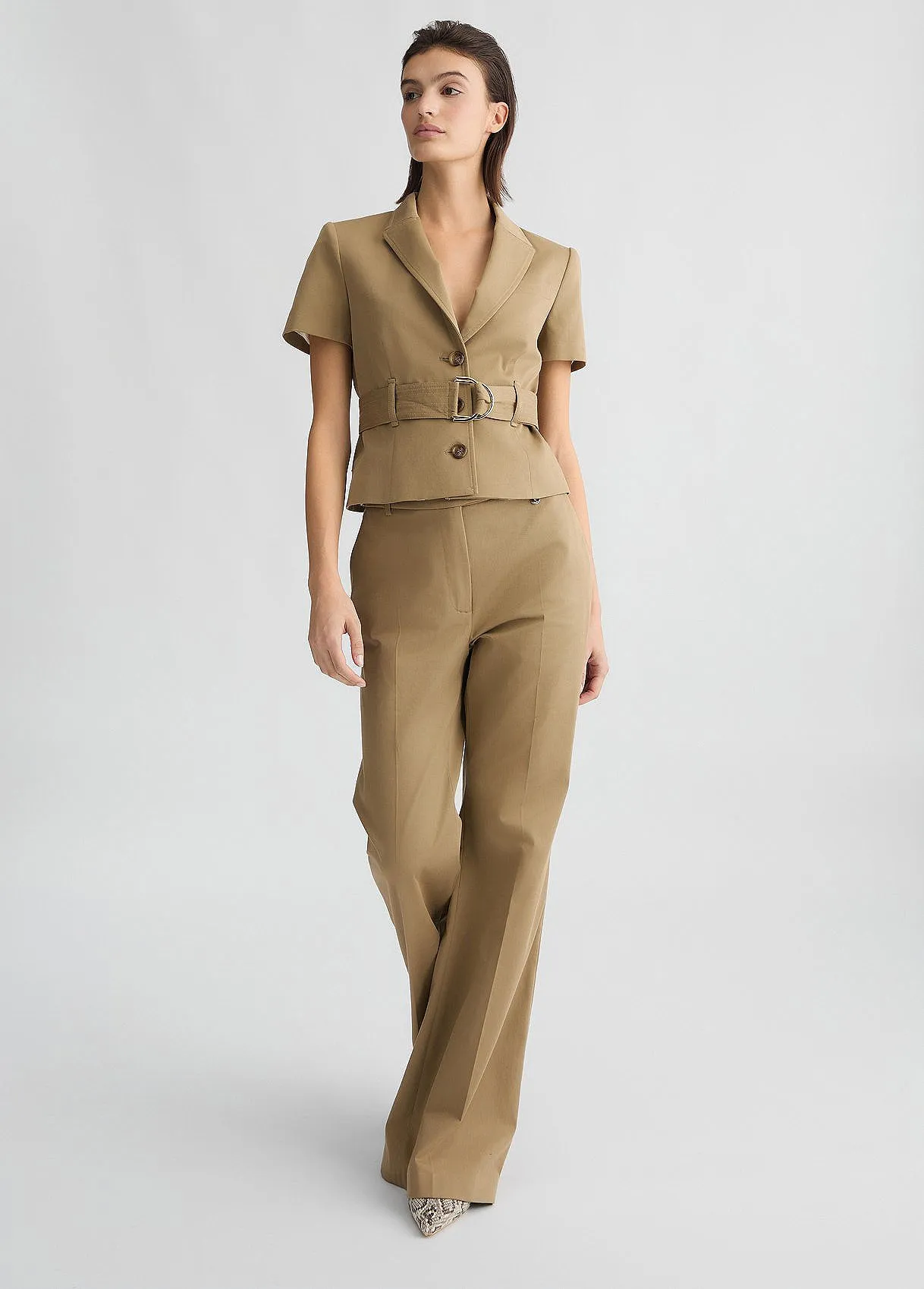 BELTED CROPPED JACKET BEIGE
