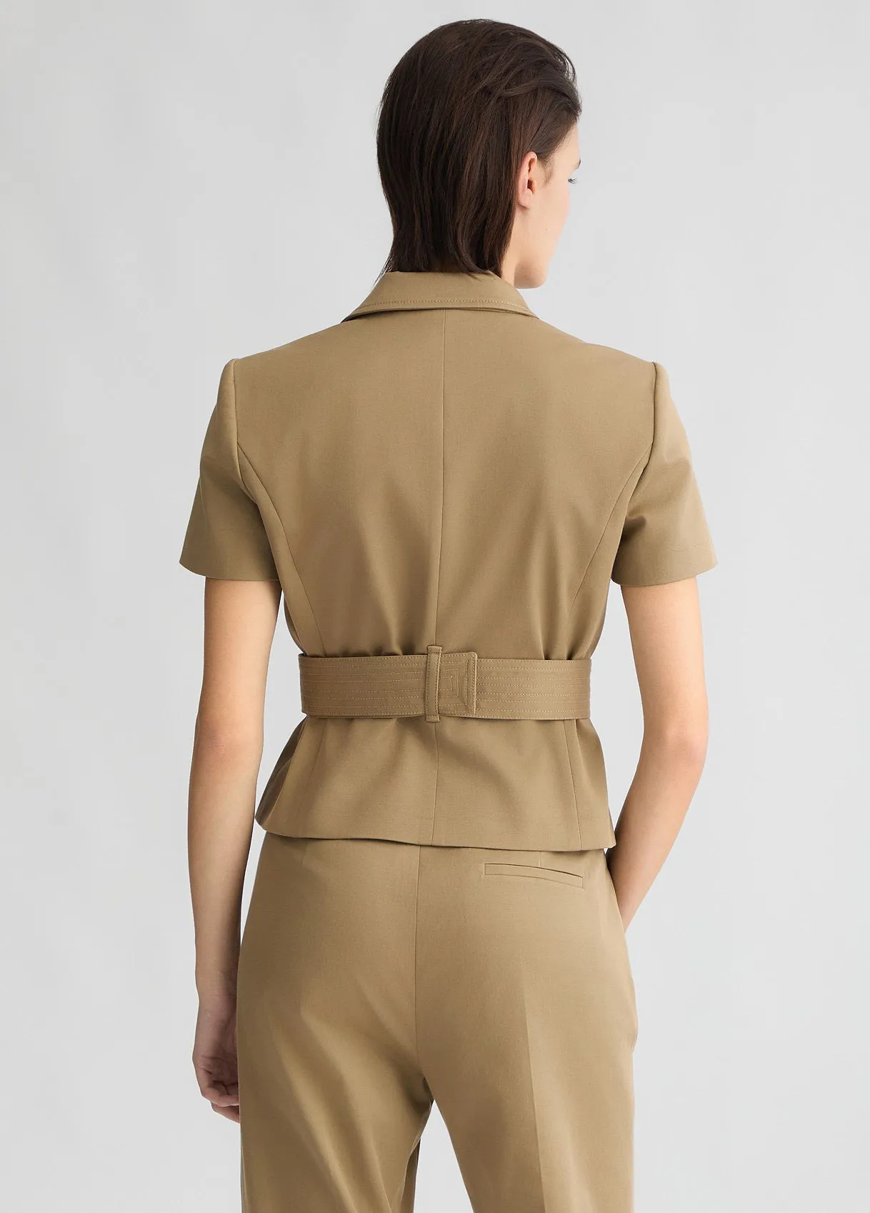 BELTED CROPPED JACKET BEIGE