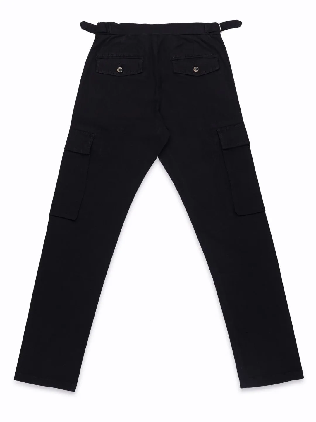 Black Cotton Stretch Cargo Pant