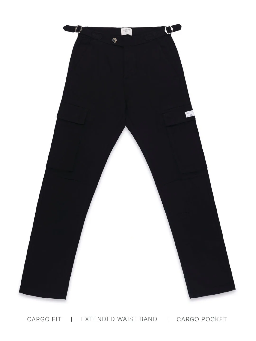 Black Cotton Stretch Cargo Pant