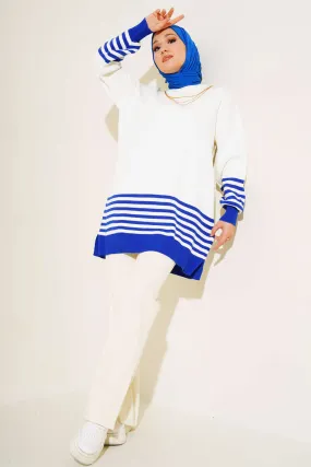 BNG Women Striped Knit Tunic in Cornflower Blue - Clermont