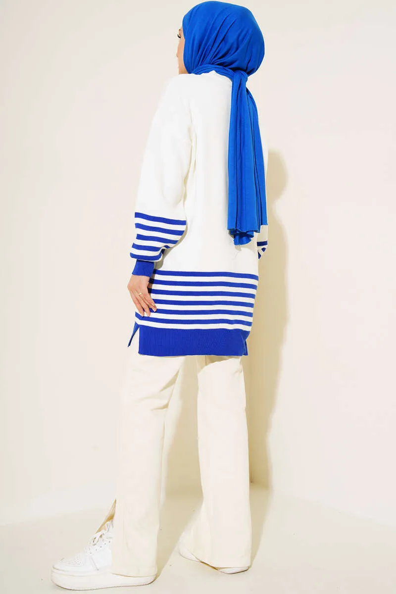 BNG Women Striped Knit Tunic in Cornflower Blue - Clermont