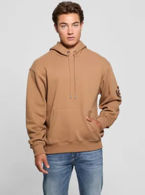 Brown Chenille Logo Hoodie Jumper