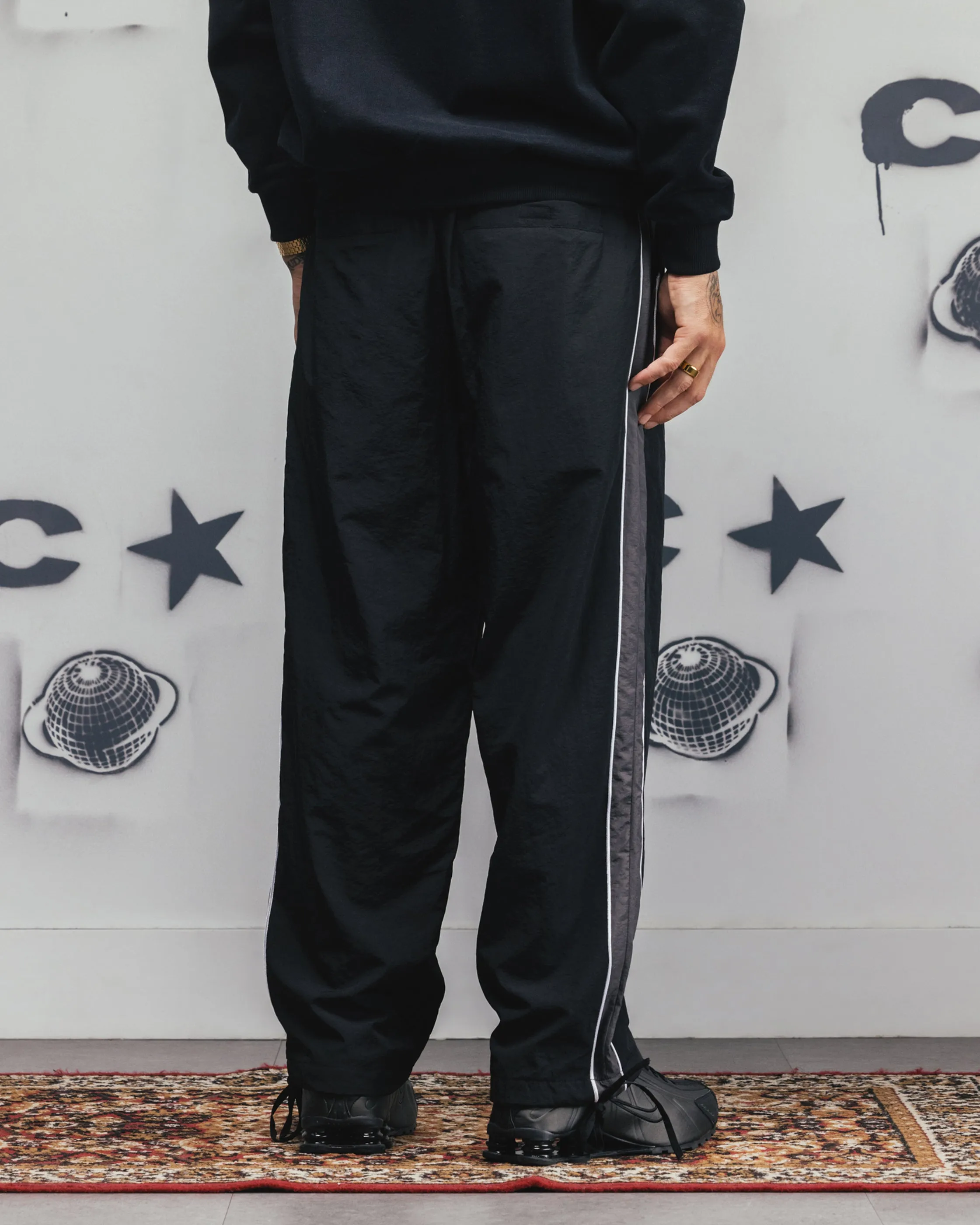 Carre Rally Panelled Nylon Joggers Black