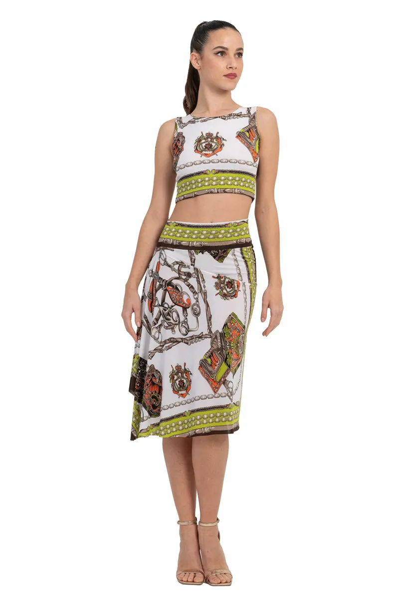 Chain Print Sleeveless Crop Top