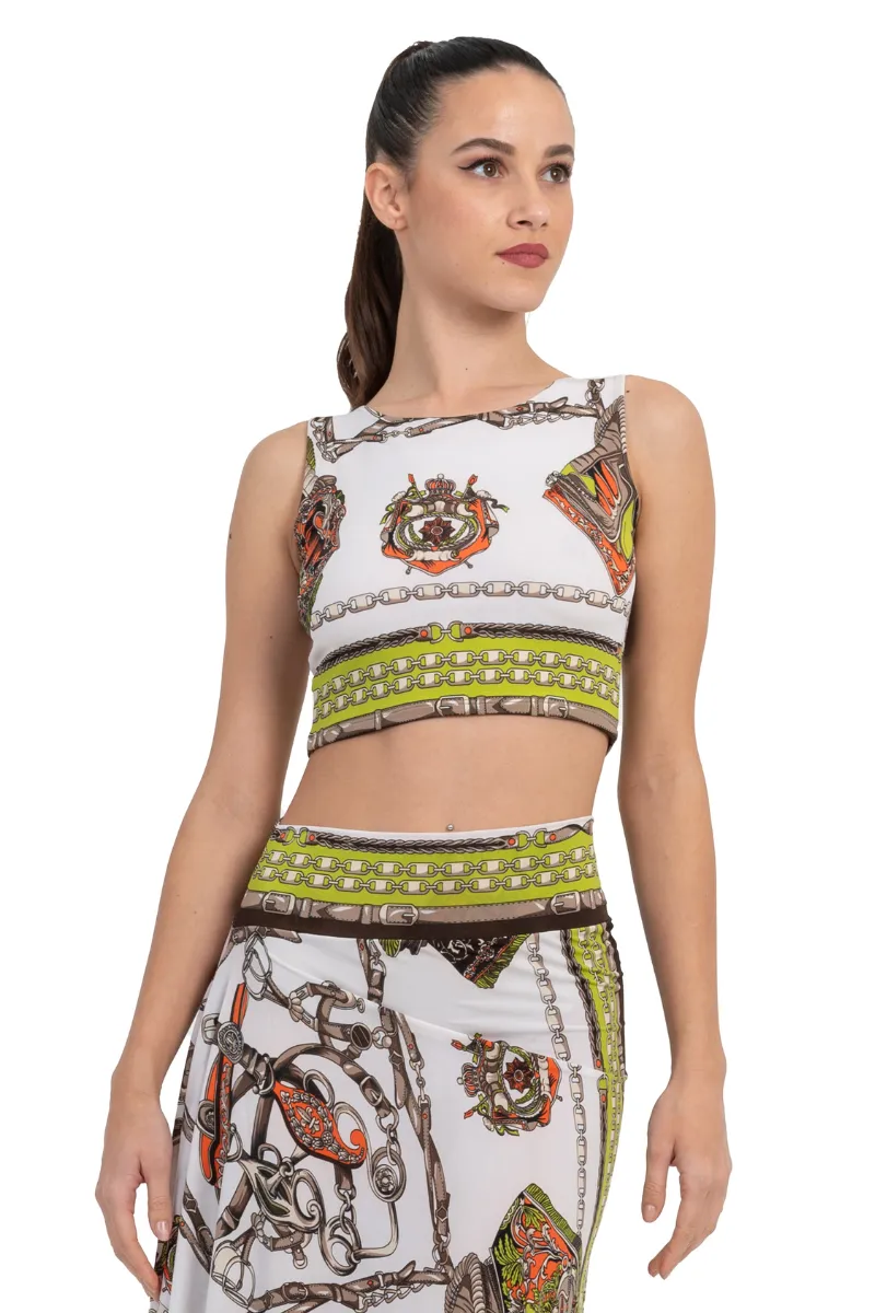 Chain Print Sleeveless Crop Top