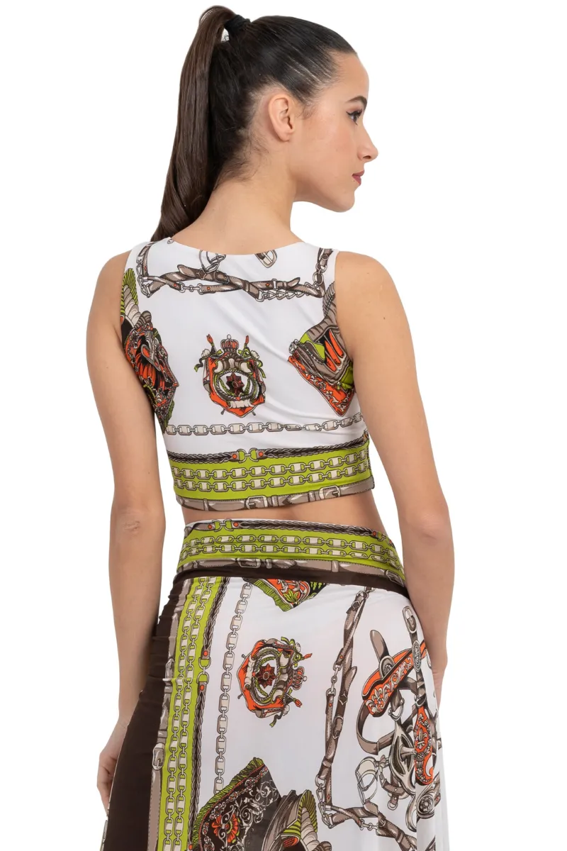 Chain Print Sleeveless Crop Top