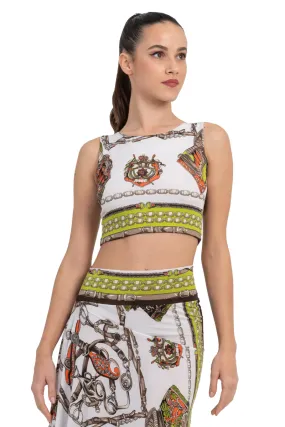 Chain Print Sleeveless Crop Top