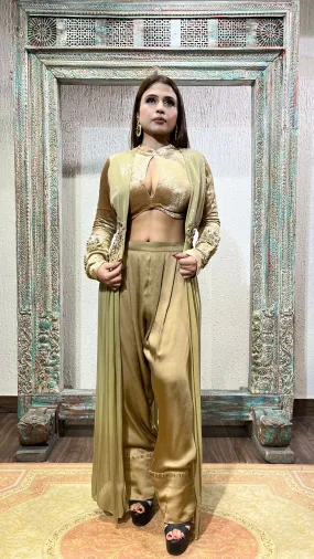 Champagne color sequence cape set
