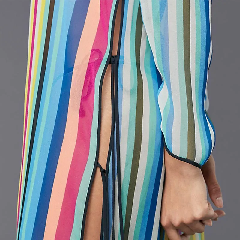 Chiffon Stripe Beach Tunic Dress #Stripe #Chiffon