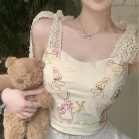 Childhood Tales of Bunnies      Corset Top Kawaii Academia Y2K Cottagecore Coquette Fairycore Dollette Princesscore