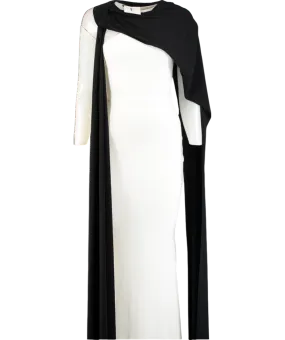 Club L Vianna White Strapless Maxi Dress With Black Cape UK 6