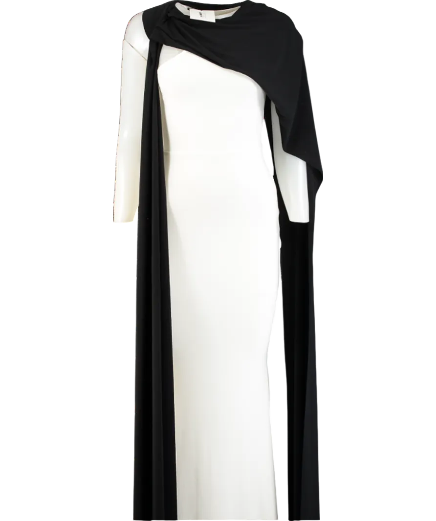 Club L Vianna White Strapless Maxi Dress With Black Cape UK 6