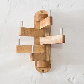 COAT RACK ZHIRONG Solid Wood 5 Hooks Wall Rotate Clothes Hook Shelves 2530CM