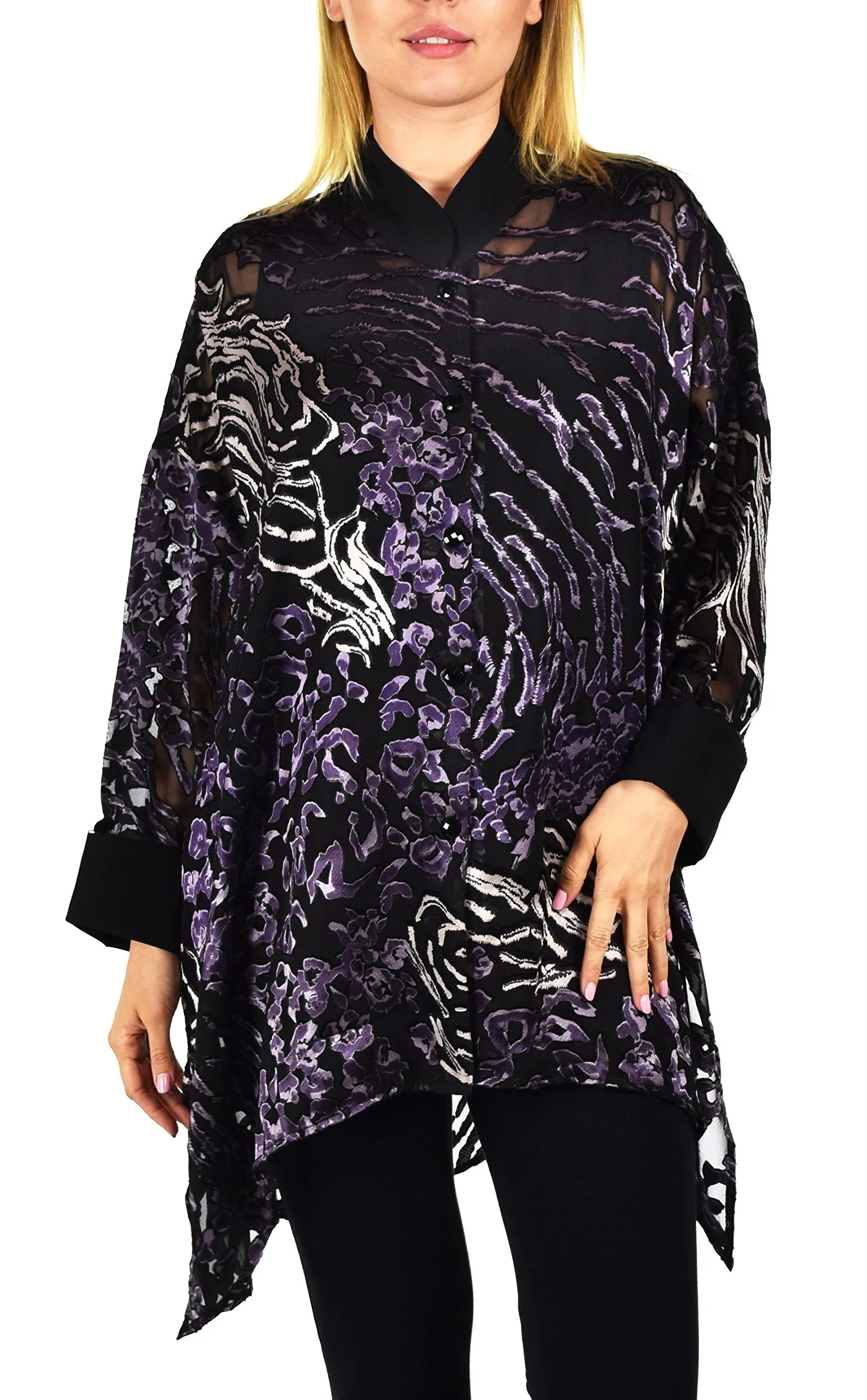 ComfyPlus, Plus Size Shirt, Oversize Shirt, Chiffon Shirt, Plus Size top, Designer Shirt, Zebra Print, Big Shirt,Plus size clothing