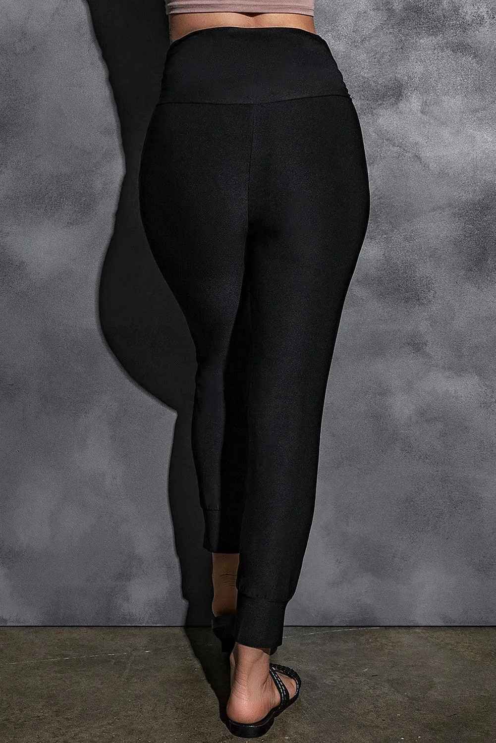 Contented Wide Waistband High Waist Joggers