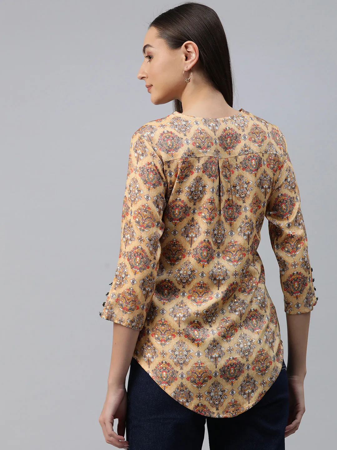 Cottinfab Ethnic Print Longline Top