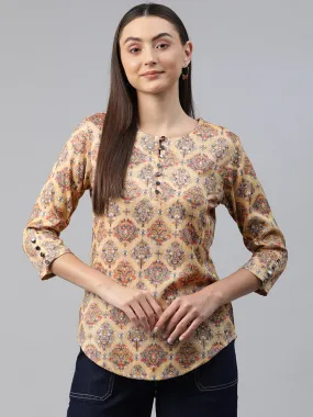 Cottinfab Ethnic Print Longline Top
