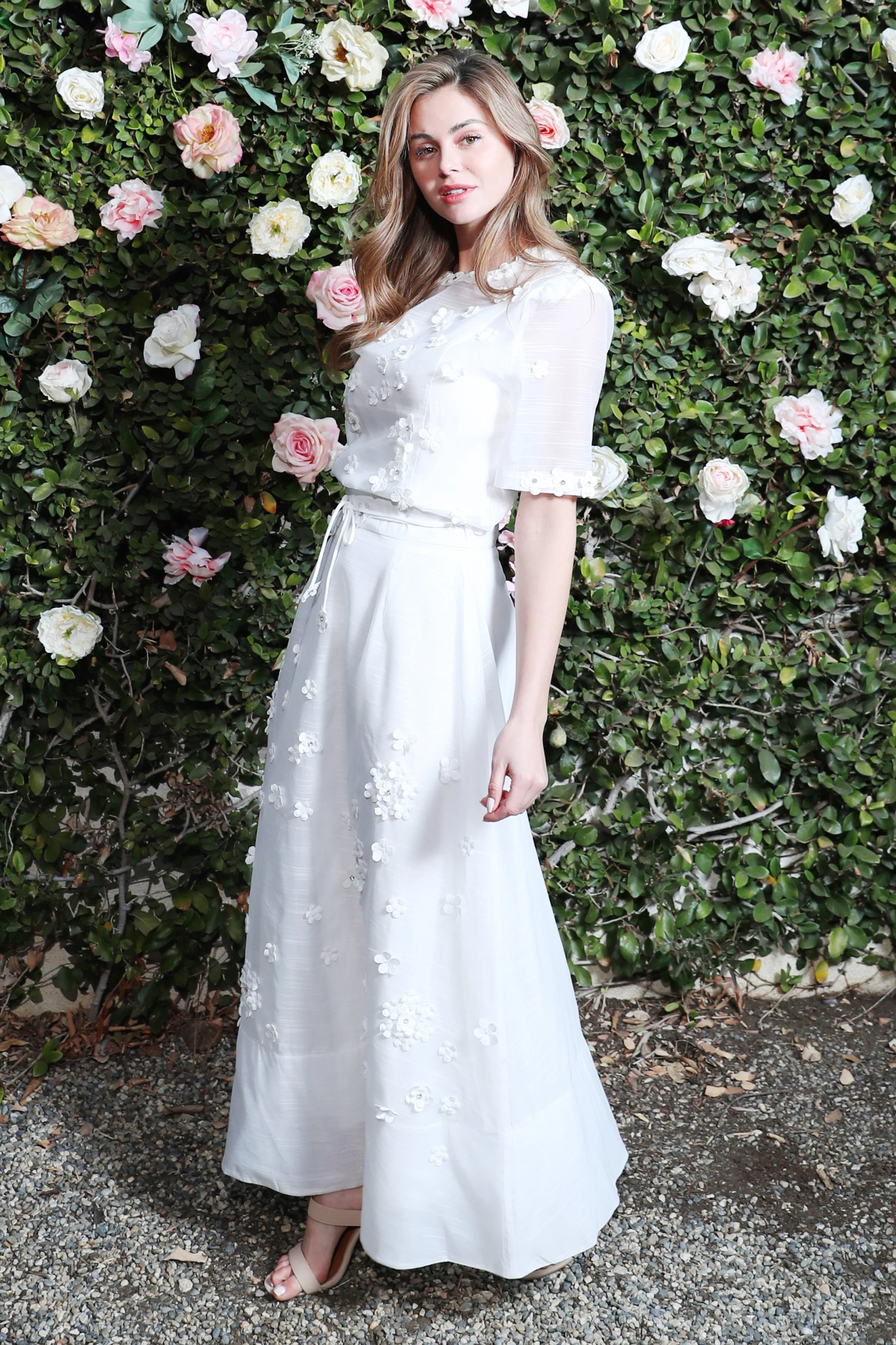 Delicate White Petal Skirt Set