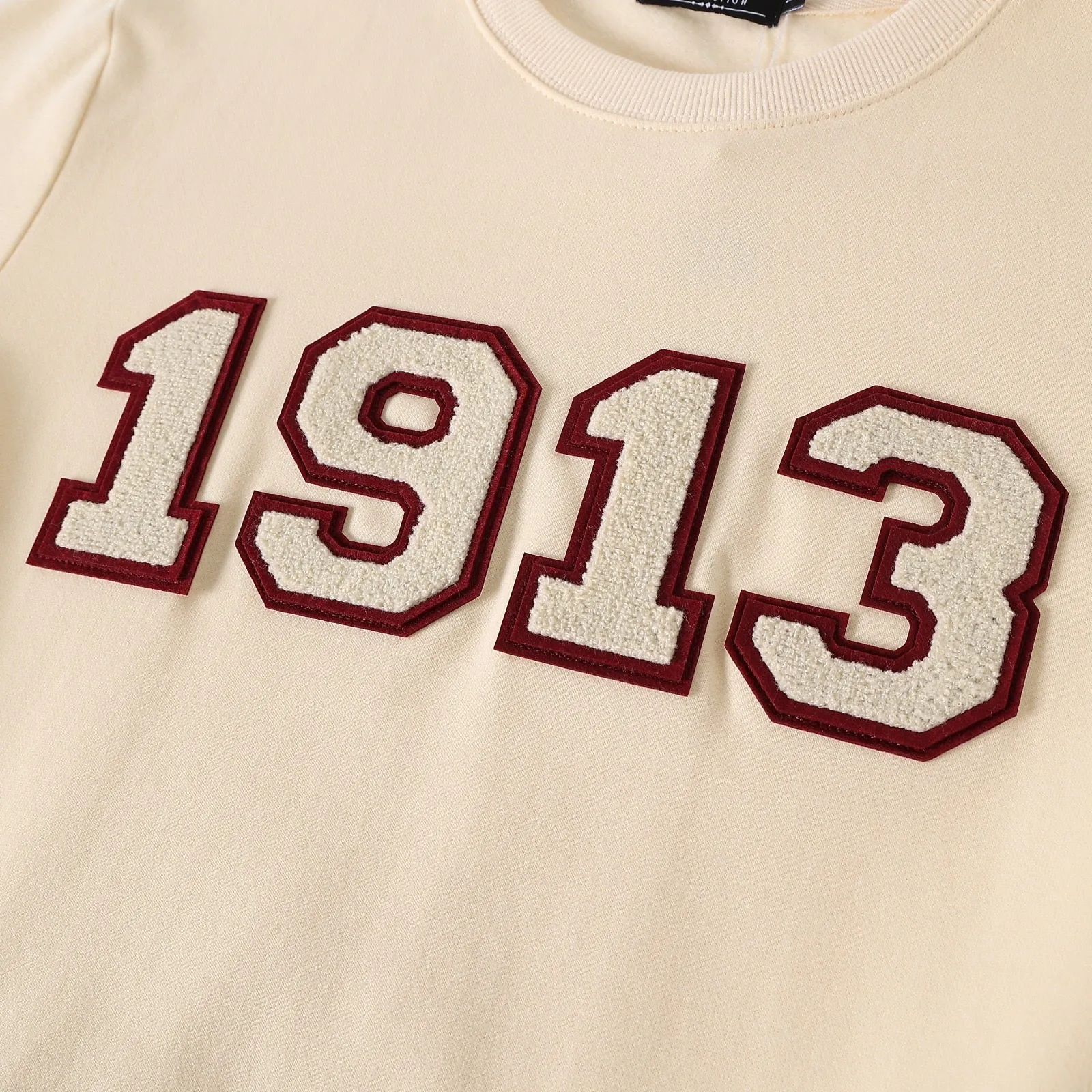 DST 1913 Crimson & Cream Crest Pocket Chenille Crewneck