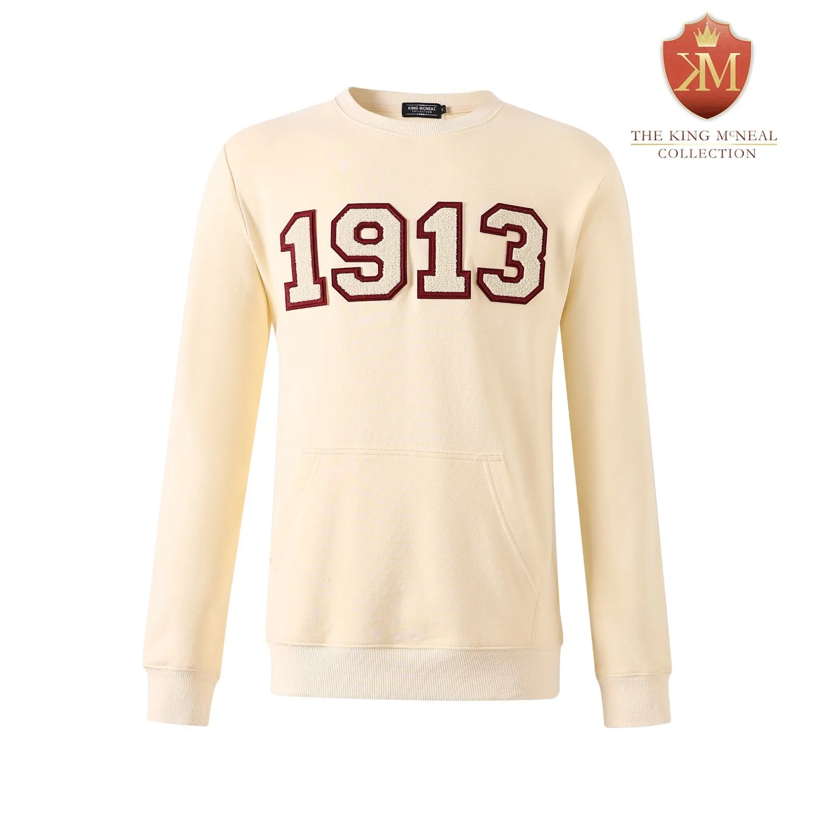 DST 1913 Crimson & Cream Crest Pocket Chenille Crewneck