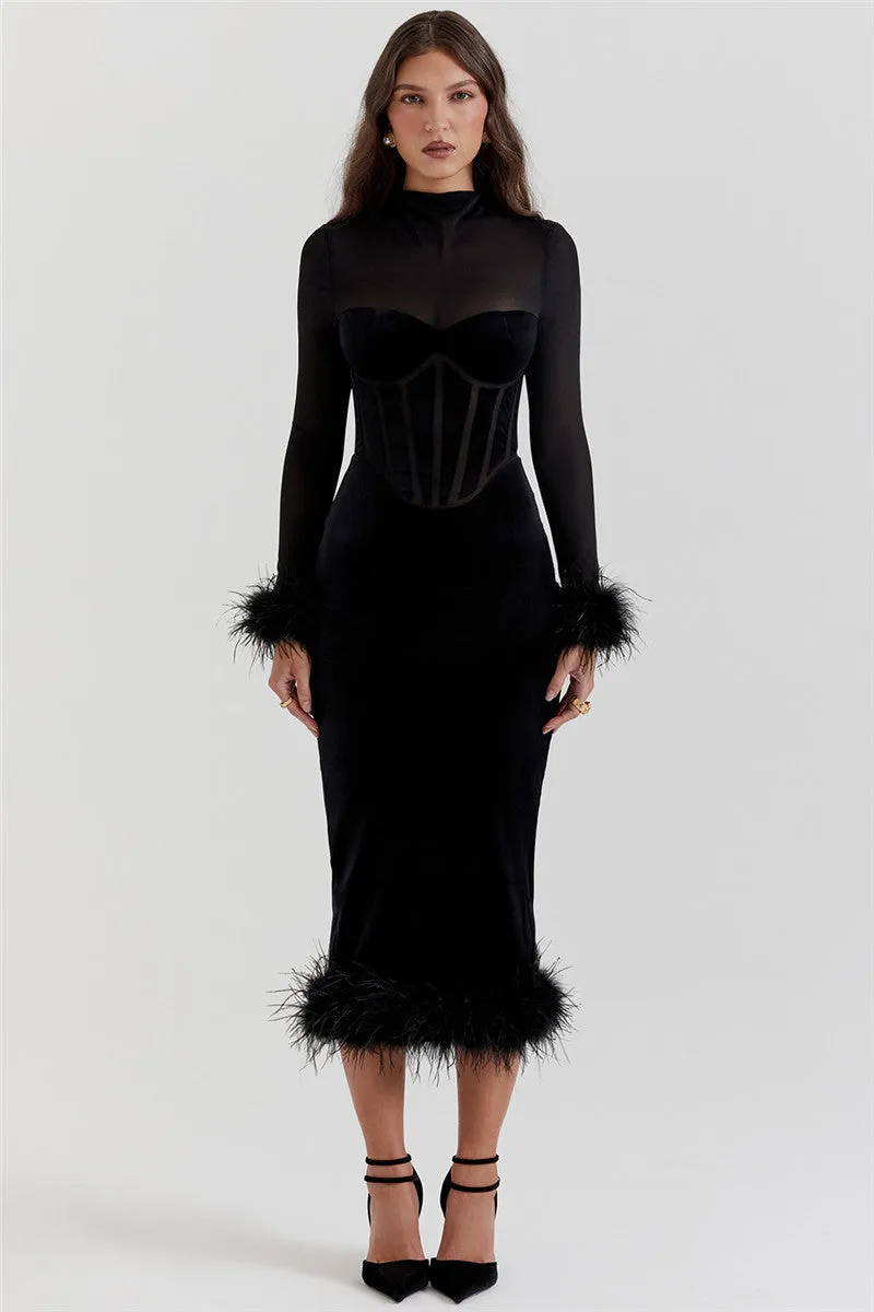Elizabeth Feather Sexy Midi Dress
