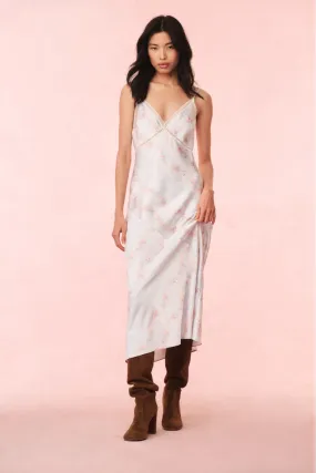 Ermon Satin Maxi Dress in Wavecrest Blue