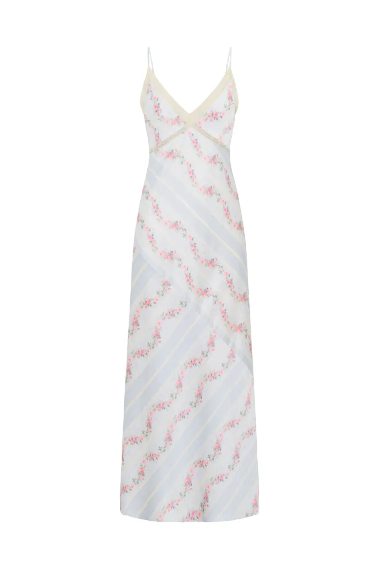 Ermon Satin Maxi Dress in Wavecrest Blue