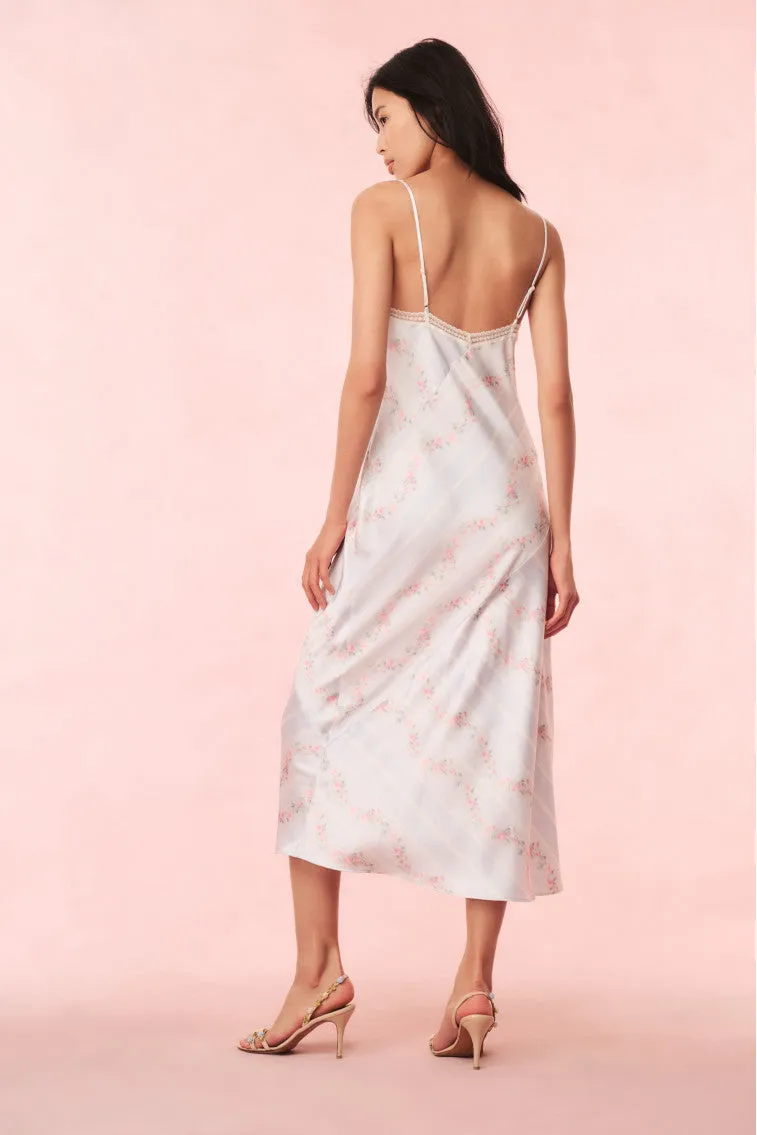 Ermon Satin Maxi Dress in Wavecrest Blue
