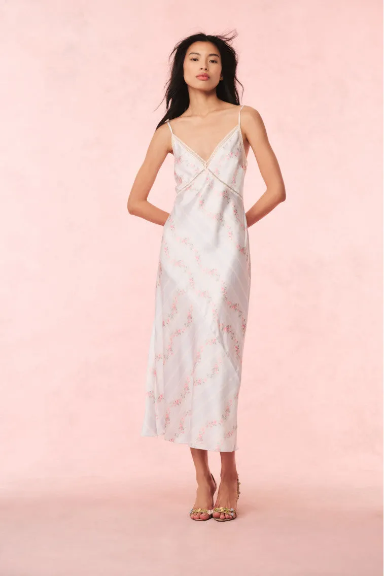 Ermon Satin Maxi Dress in Wavecrest Blue