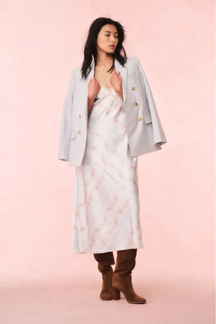Ermon Satin Maxi Dress in Wavecrest Blue