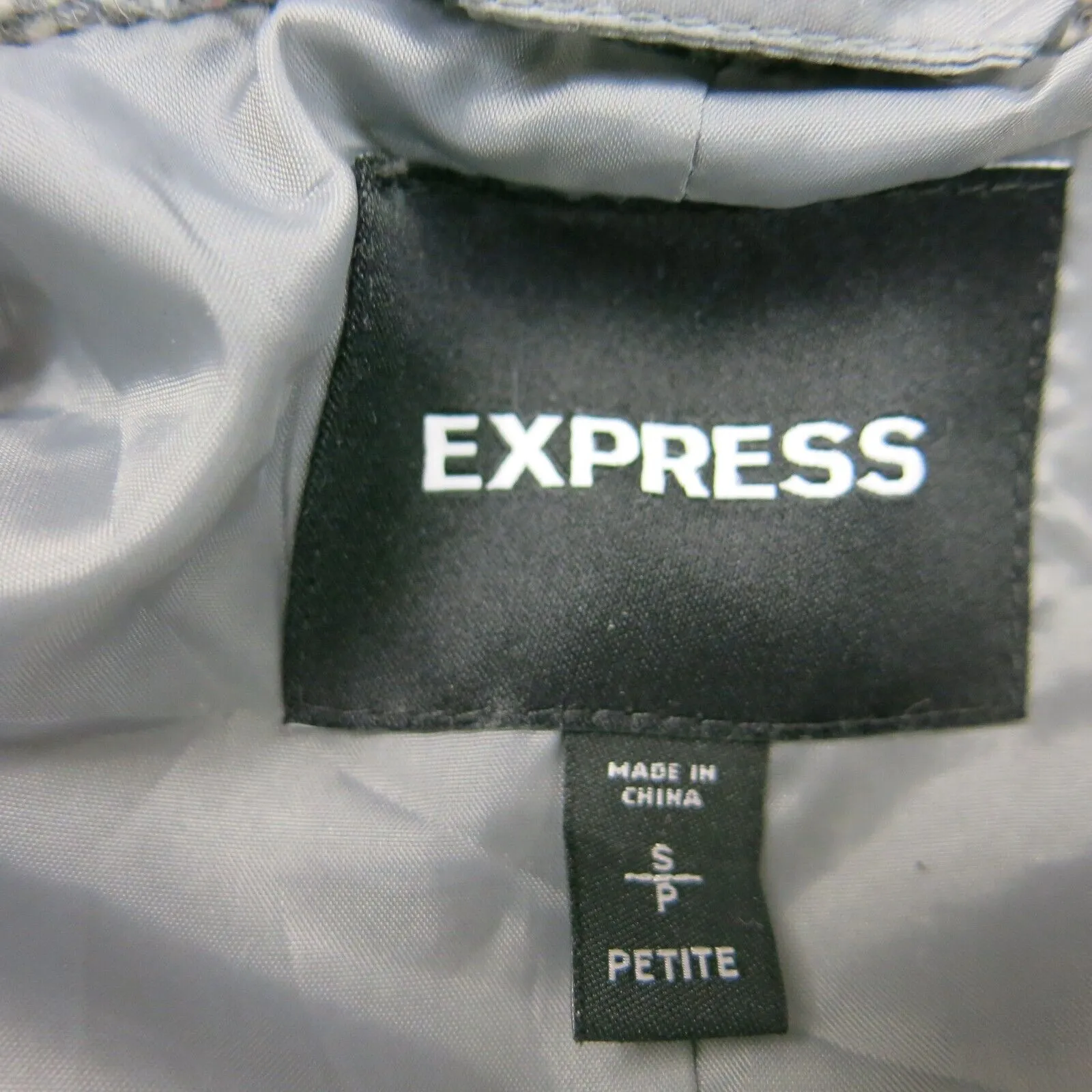 Express Womens Trench Coat Single Breasted Long Sleeve Pockets Dark Gray SZ S/P
