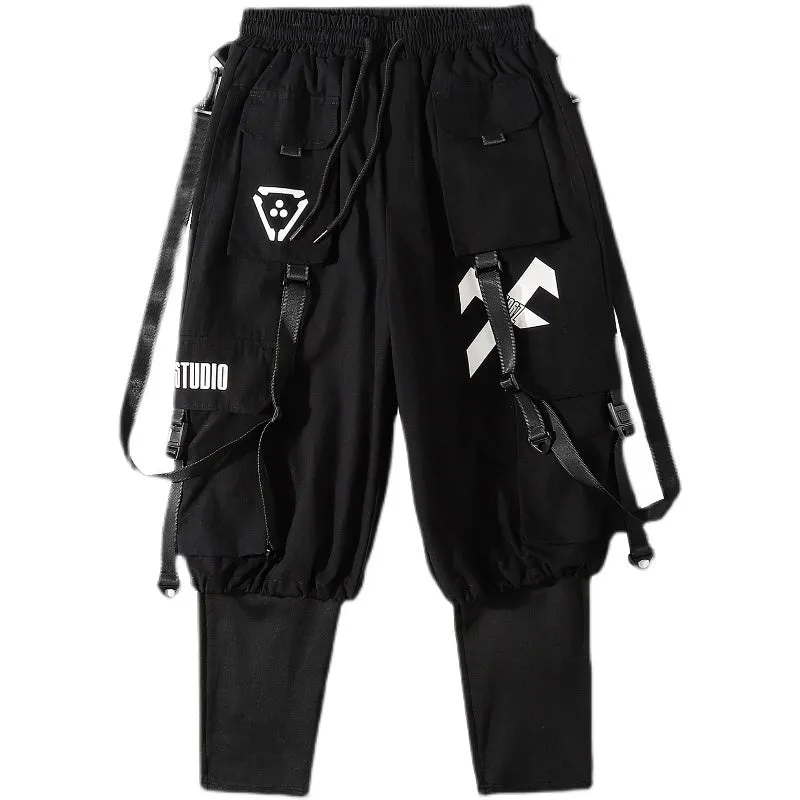 Fake Two-piece Pants Male Functional Wind High Street Trend Overalls