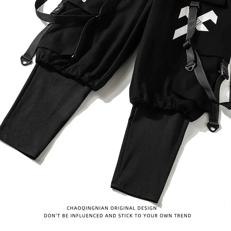 Fake Two-piece Pants Male Functional Wind High Street Trend Overalls