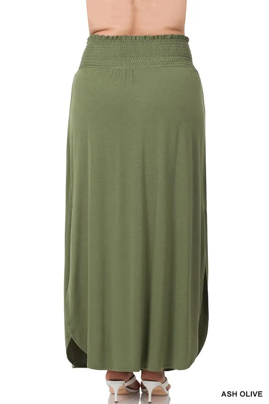 FS Clearance TIER 2 SMOCKED WAIST SIDE SLIT MAXI SKIRT