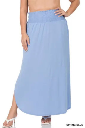 FS Clearance TIER 2 SMOCKED WAIST SIDE SLIT MAXI SKIRT