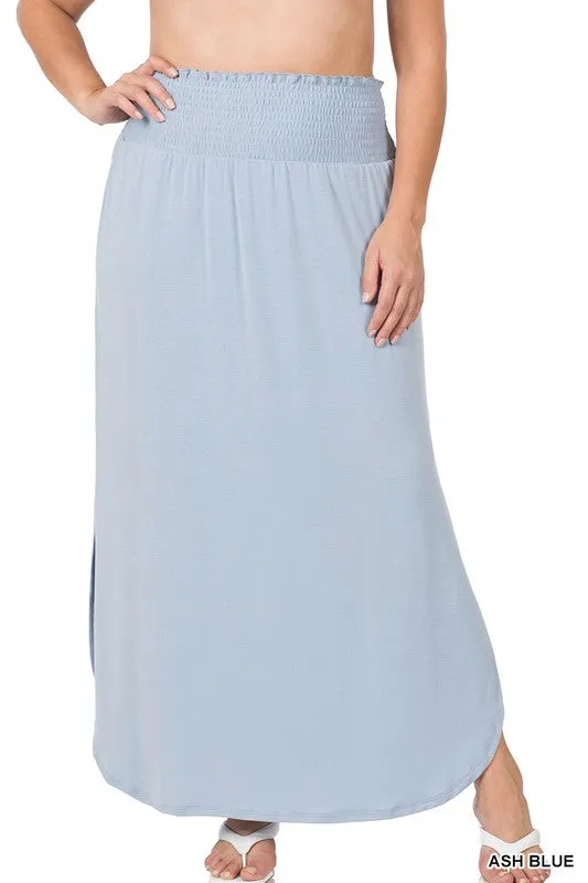 FS Clearance TIER 2 SMOCKED WAIST SIDE SLIT MAXI SKIRT