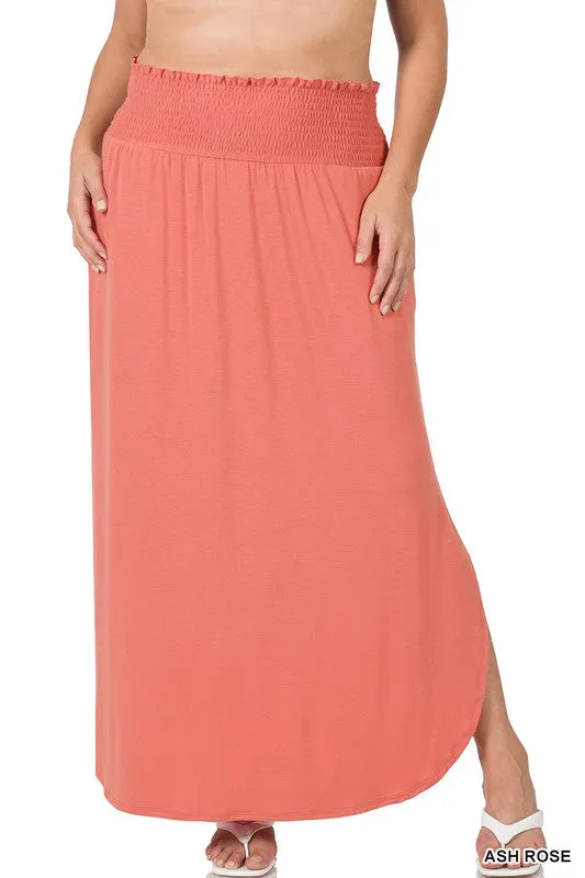 FS Clearance TIER 2 SMOCKED WAIST SIDE SLIT MAXI SKIRT