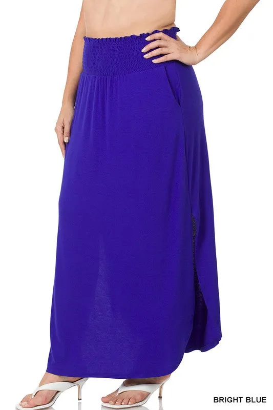 FS Clearance TIER 2 SMOCKED WAIST SIDE SLIT MAXI SKIRT