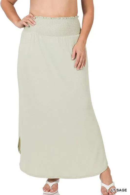 FS Clearance TIER 2 SMOCKED WAIST SIDE SLIT MAXI SKIRT