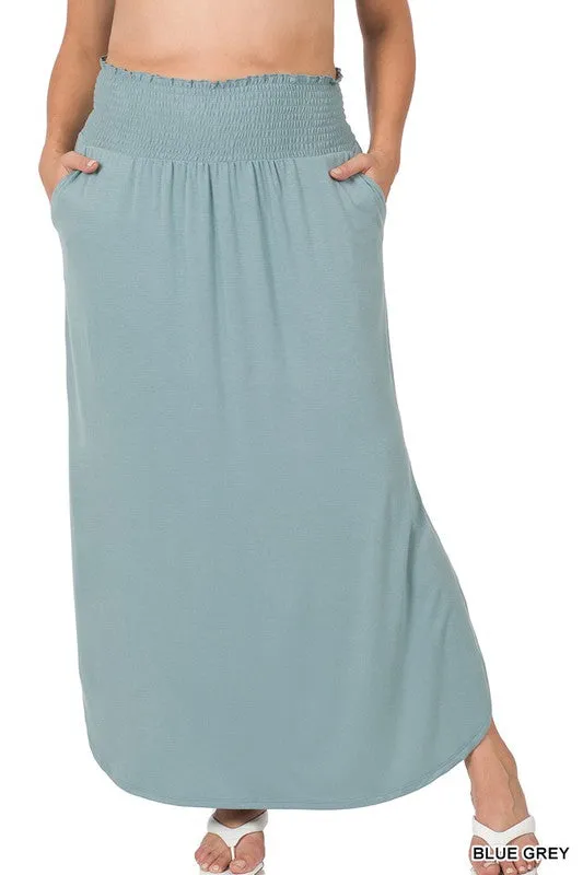 FS Clearance TIER 2 SMOCKED WAIST SIDE SLIT MAXI SKIRT