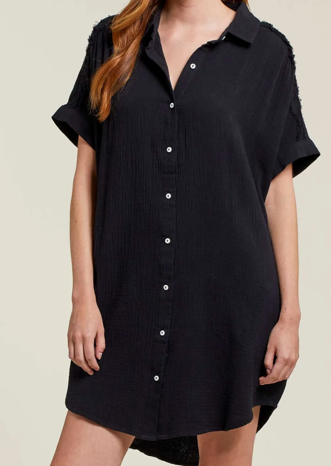 Gauzy Button Front Tunic