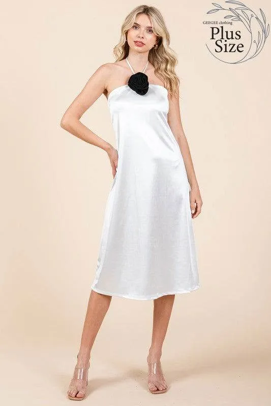 Geegee Plus Satin Slip Dress