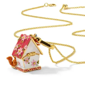 Genuine 18k Gold Plated Copper Squirrel Bed and Breakfast      Locket Necklace Dark Academia Kawaii Academia Y2K Cottagecore Coquette Fairycore Dollette Princesscore